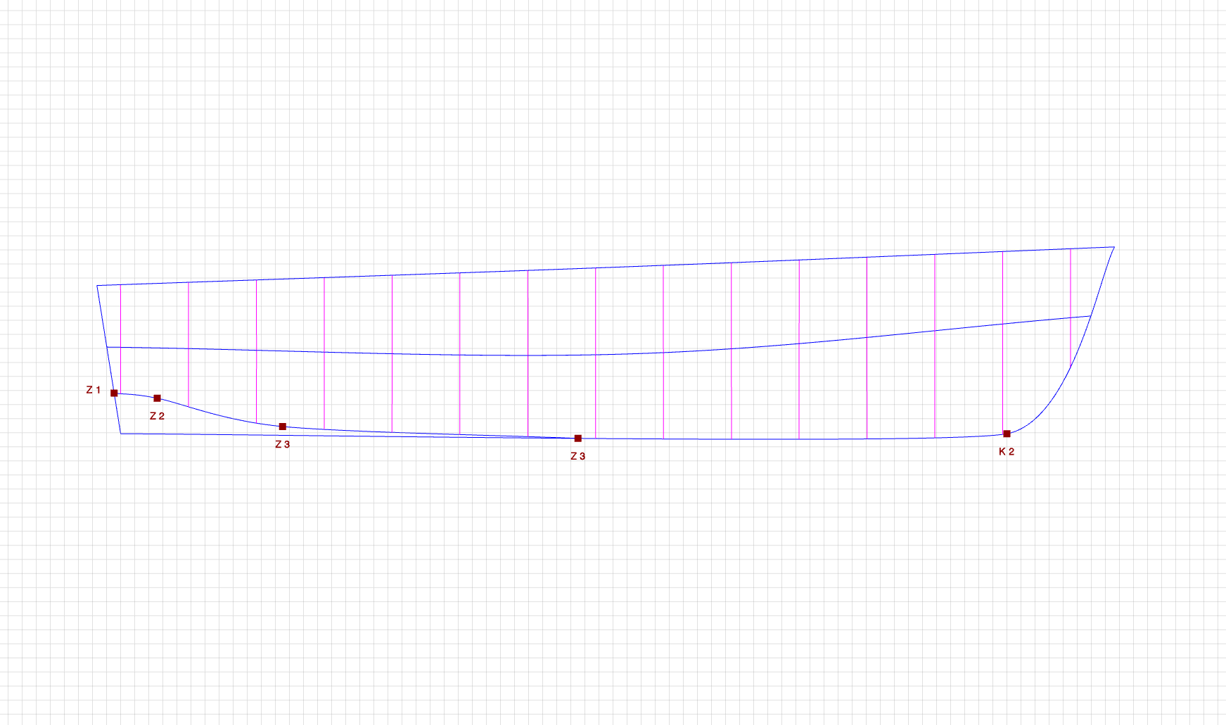 Keel for motor boat, place for the propeller