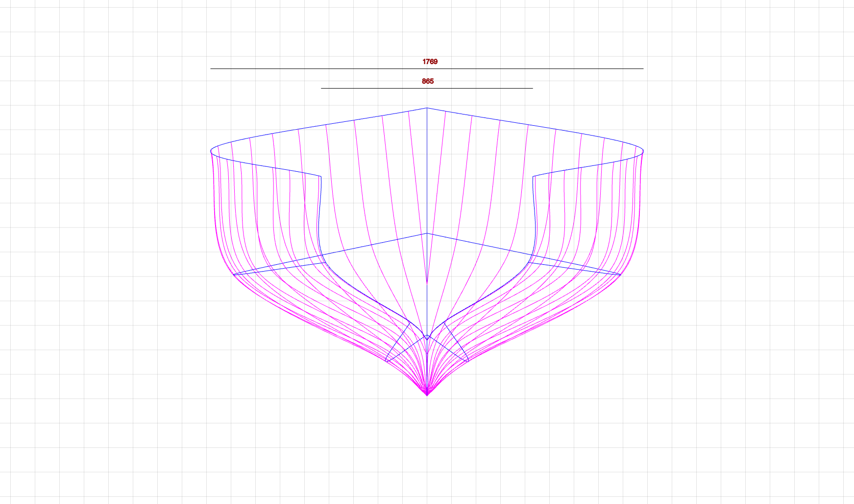 Boat blueprint back view