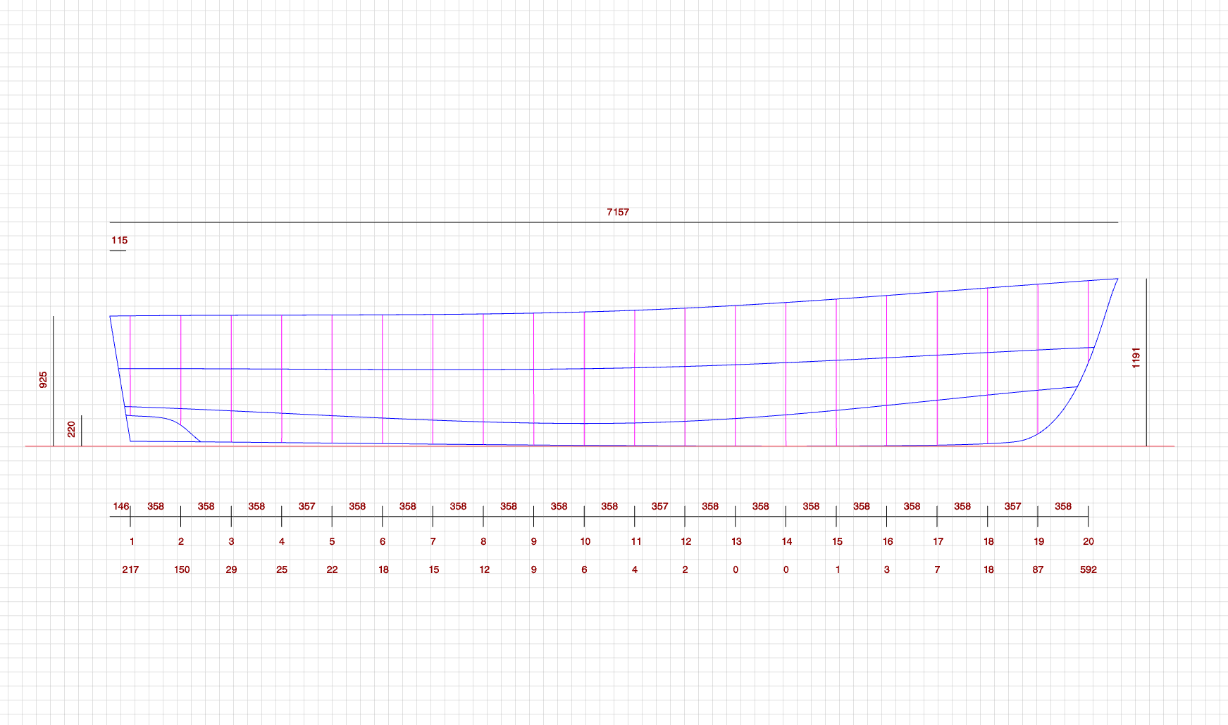 Boat blueprint right view