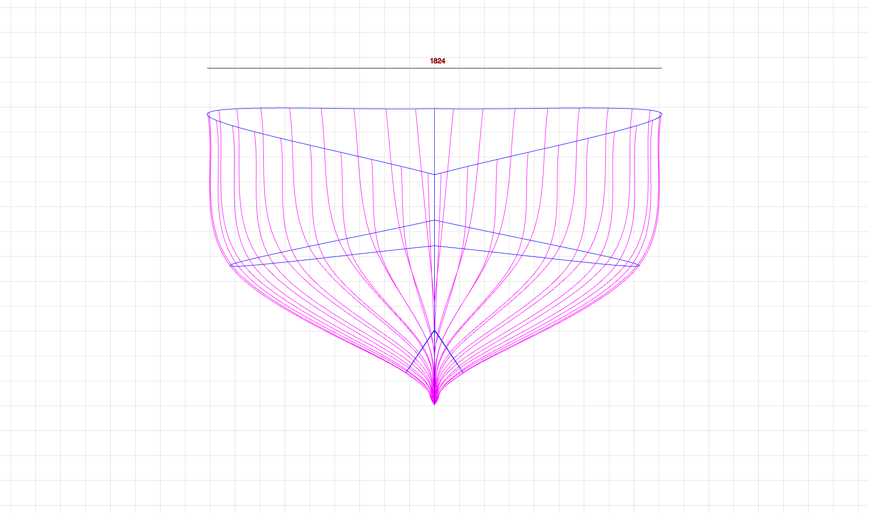 Boat blueprint back view